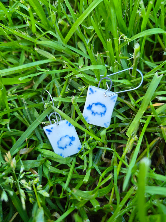 Delft Tile Earrings, Sheep