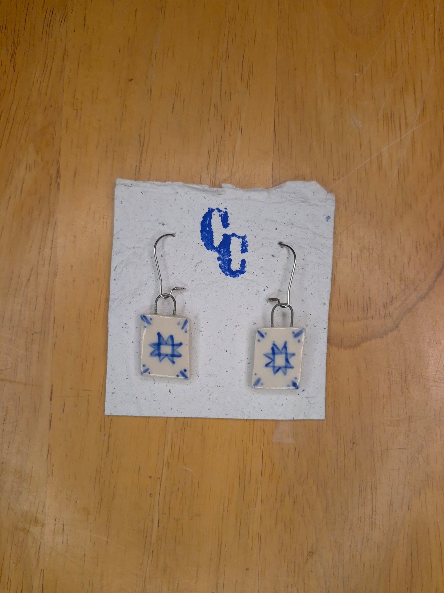 Delft Tile Earrings, Quilt Pattern