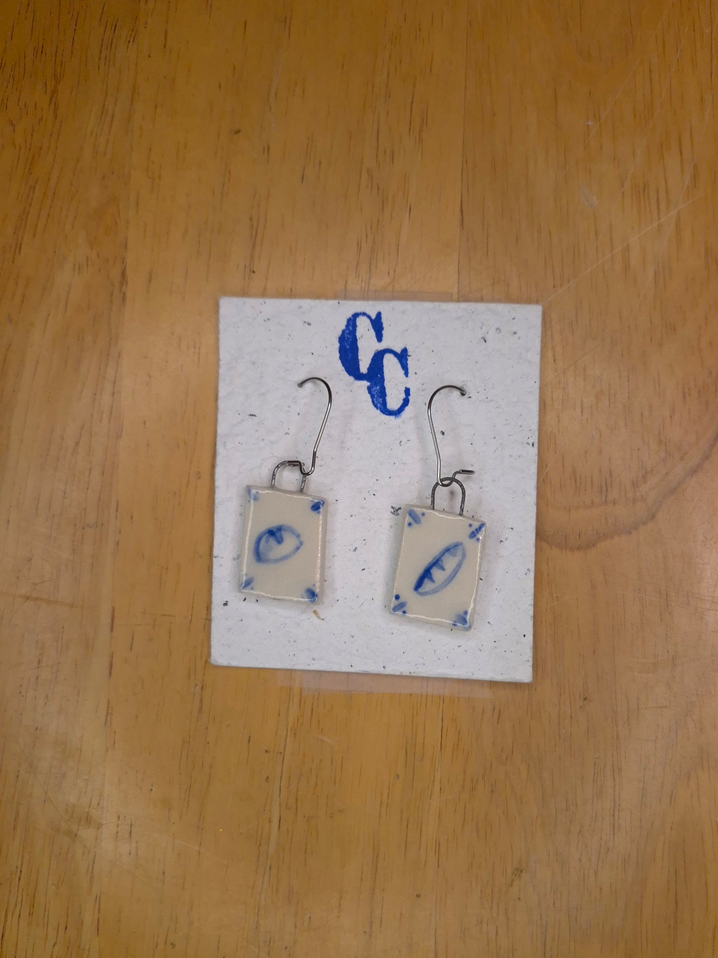 Delft Tile Earrings, Bread