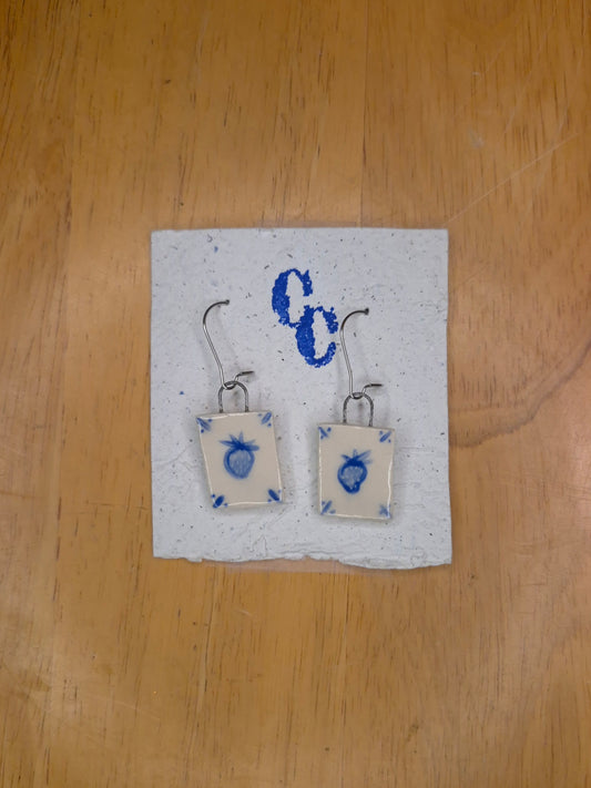 Delft Tile Earrings, Strawberry