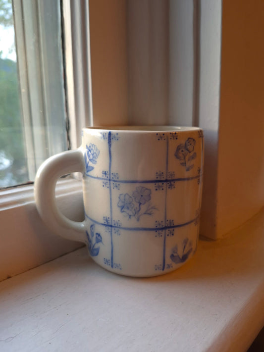 Delft Tile Mug, Flower