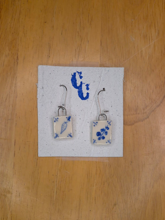 Delft Tile Earrings, Vegetables
