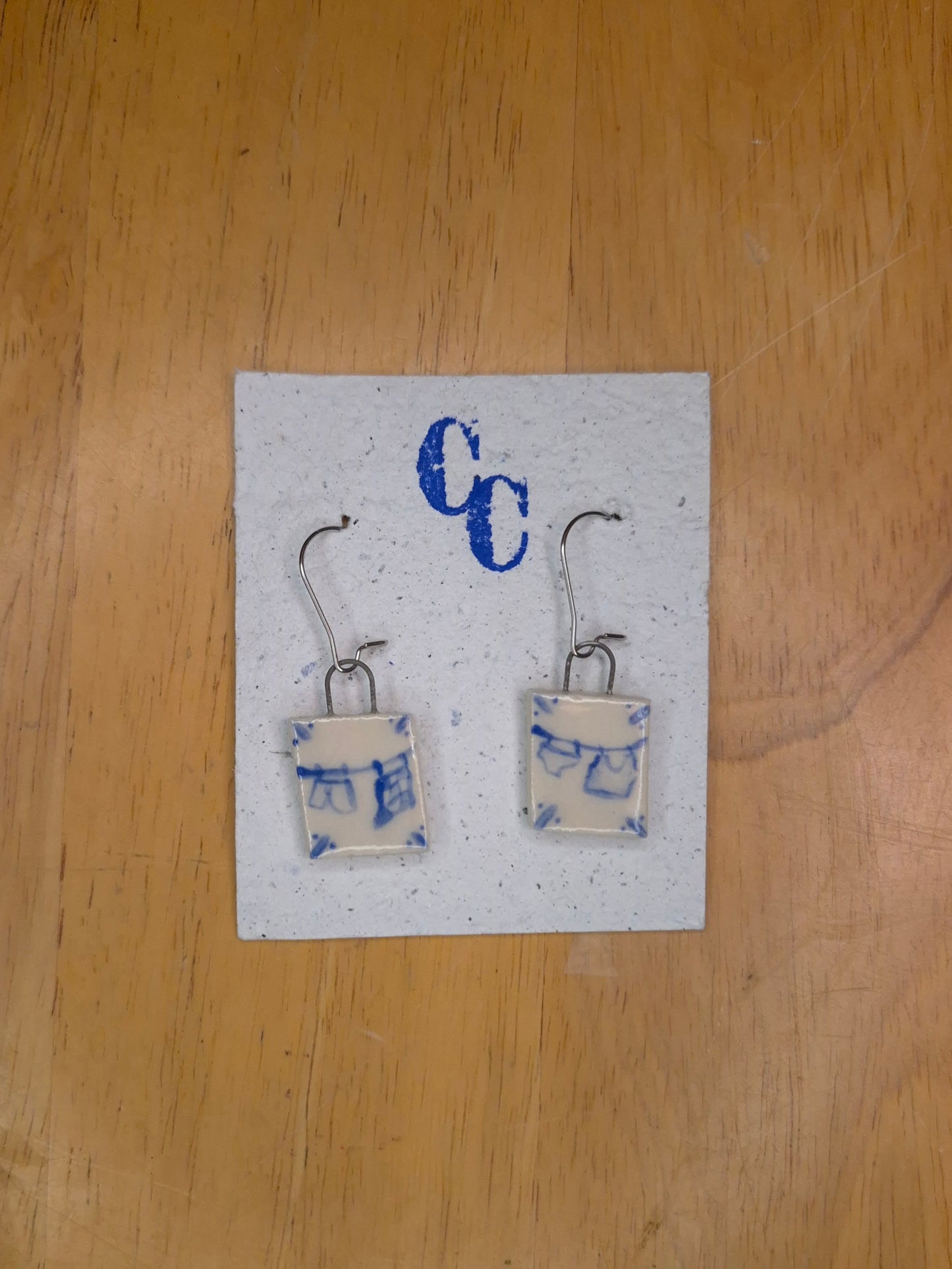 Delft Tile Earrings, Laundry