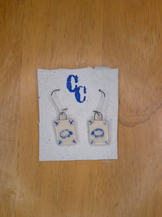 Delft Tile Earrings, Sheep
